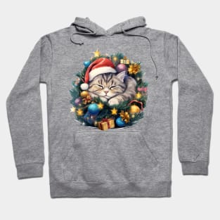 Lazy American Shorthair Cat At Christmas Hoodie